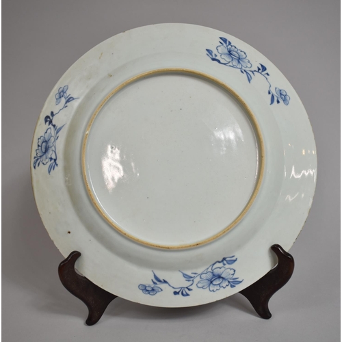 313 - An 18th/19th Century Chinese Blue and White Export Plate decorated with Family Scene in Exterior Loc... 