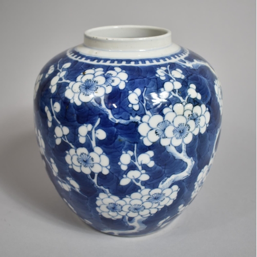 307 - A 19th Century Chinese Porcelain Ginger Jar, Prunus Pattern in Blue and White, Four Character Mark t... 