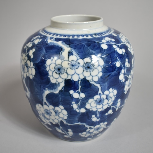 307 - A 19th Century Chinese Porcelain Ginger Jar, Prunus Pattern in Blue and White, Four Character Mark t... 