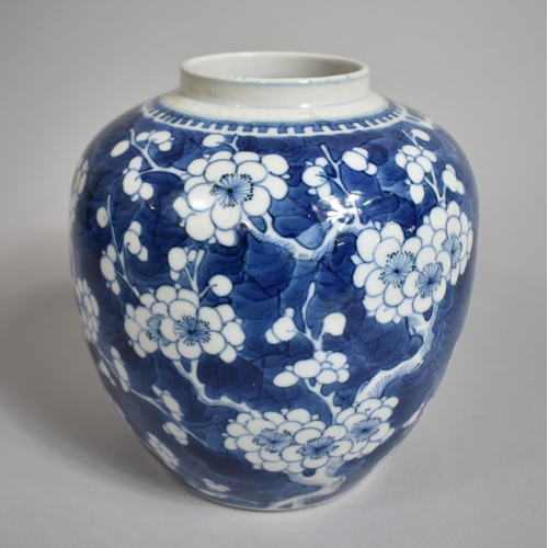 307 - A 19th Century Chinese Porcelain Ginger Jar, Prunus Pattern in Blue and White, Four Character Mark t... 