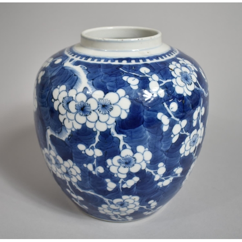 307 - A 19th Century Chinese Porcelain Ginger Jar, Prunus Pattern in Blue and White, Four Character Mark t... 