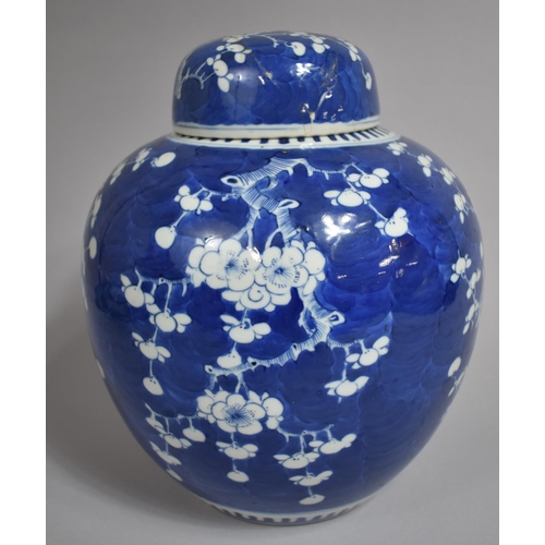 303 - A Large 19th Century Chinese Porcelain Lidded Ginger Jar, Prunus Pattern, Having Four Character Mark... 