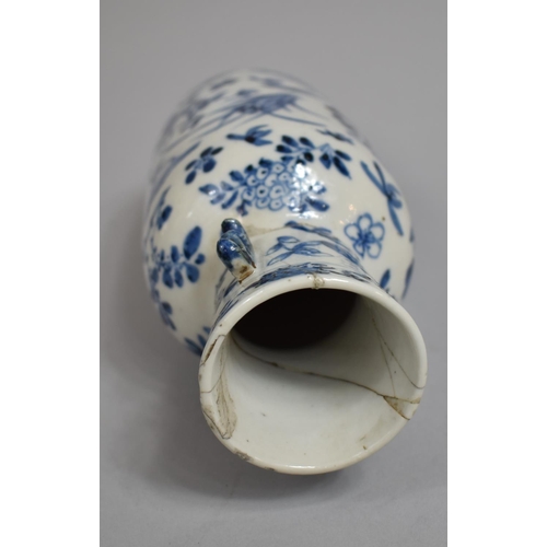 299 - An 18th/19th Century Chinese Blue and White Vase decorated with Flowers, Birds and Butterflies havin... 