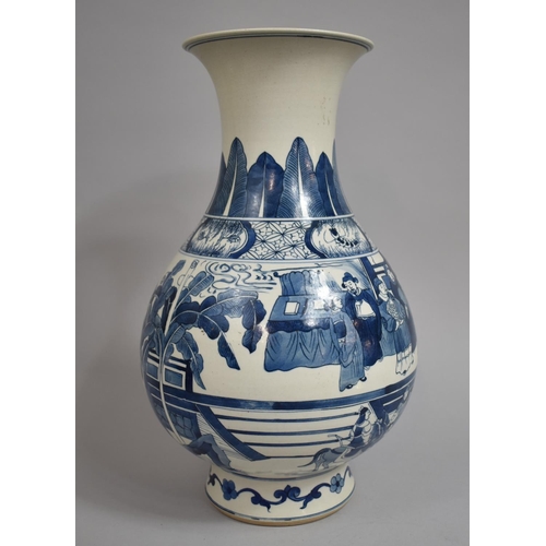 294 - A Large Chinese Porcelain Reproduction Blue and White Vase Decorated with Court Hunting Party Scene,... 