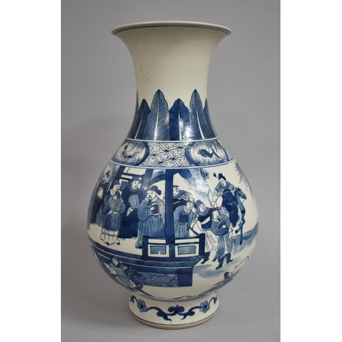 294 - A Large Chinese Porcelain Reproduction Blue and White Vase Decorated with Court Hunting Party Scene,... 