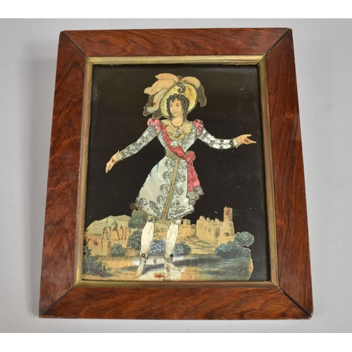 220 - A 19th Century Rosewood Framed French Decoupage of Society Lady with Silk Embroidered Dress, Madame ... 