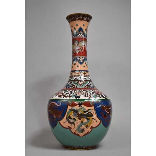 272 - A Large Cloisonne Case Decorated in Multicolour Enamels Depicting Dragons, Peacock, Scrollwork Etc, ... 