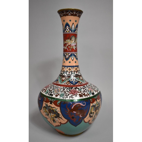 272 - A Large Cloisonne Case Decorated in Multicolour Enamels Depicting Dragons, Peacock, Scrollwork Etc, ... 