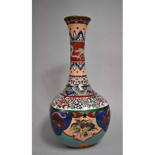 272 - A Large Cloisonne Case Decorated in Multicolour Enamels Depicting Dragons, Peacock, Scrollwork Etc, ... 