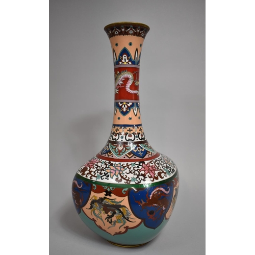 272 - A Large Cloisonne Case Decorated in Multicolour Enamels Depicting Dragons, Peacock, Scrollwork Etc, ... 