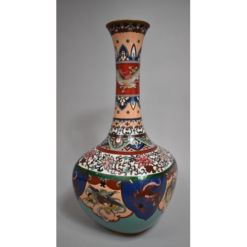 272 - A Large Cloisonne Case Decorated in Multicolour Enamels Depicting Dragons, Peacock, Scrollwork Etc, ... 