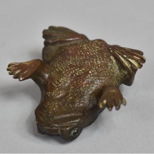 266 - A Small Meiji Bronze Study of a Toad, 5cms Long, Missing Green Glass Eyes