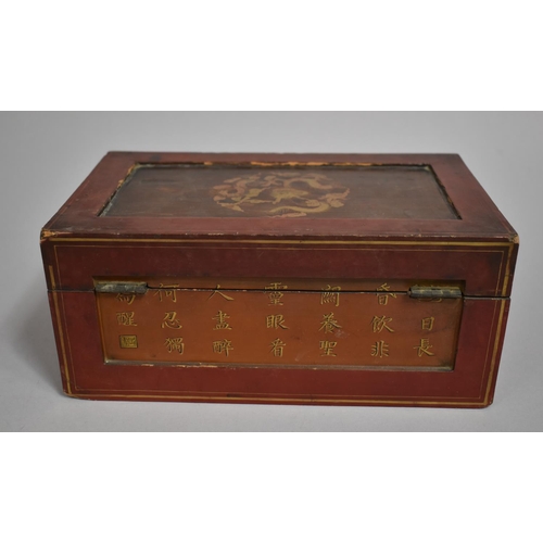 253 - A Late 19th Century Chinese Lacquered Box of Rectangular Form, The Side Panels Decorated in Gilt wit... 