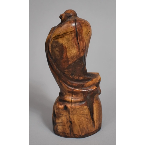 246 - An Oriental Carved Wooden Study of Robed Immortal Standing on Rock. 17.5cms High