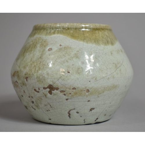 355 - A Chinese Monochromatic Celadon Glazed Pot, 10cms High, Loss to Glaze in Parts