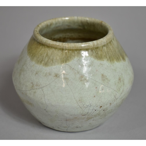 355 - A Chinese Monochromatic Celadon Glazed Pot, 10cms High, Loss to Glaze in Parts