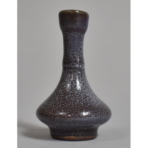 353 - A Miniature Monochrome Bottle Vase, Mottled Purple Jun Type Glaze, 6.5cms High