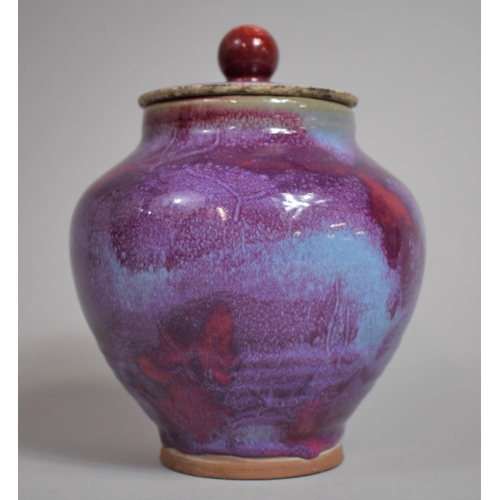 352 - A Chinese Jun Ware Purple Splash Lidded Pot, Purple and Blue Glaze, 19.5cms High