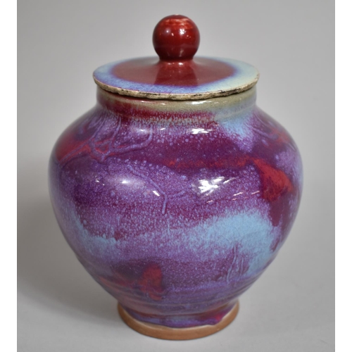 352 - A Chinese Jun Ware Purple Splash Lidded Pot, Purple and Blue Glaze, 19.5cms High