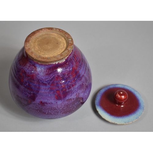 352 - A Chinese Jun Ware Purple Splash Lidded Pot, Purple and Blue Glaze, 19.5cms High