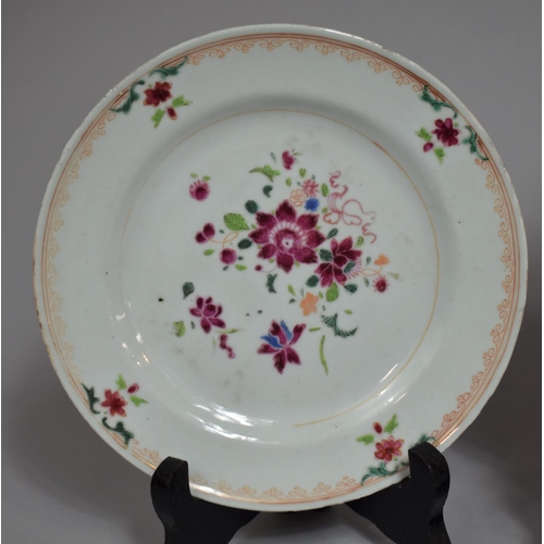 325 - Three 18th Century Chinese Export Plates to include Pair of Floral Decorated Examples and a Larger O... 