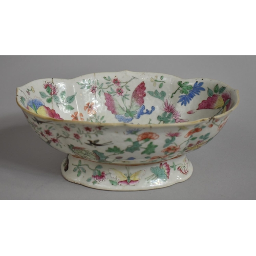 321 - Two Pieces of Early Chinese Porcelain, Shaped Footed Bowl decorated with Flowers and Butterflies in ... 