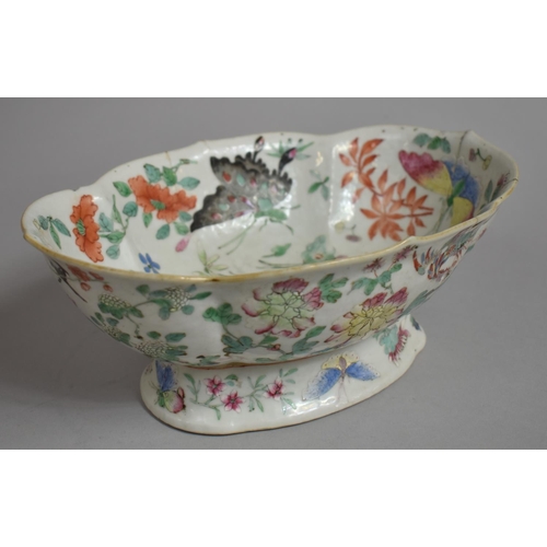 321 - Two Pieces of Early Chinese Porcelain, Shaped Footed Bowl decorated with Flowers and Butterflies in ... 