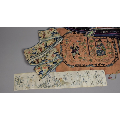 75 - A Collection of 18th Century and Later Chinese Silk Embroidered Panels and Borders.