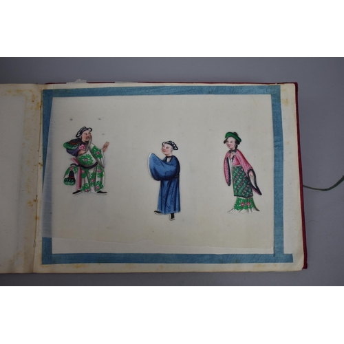 73 - An Album of Good Quality Chinese Export Pith Paintings, Twelve Sheets Depicting Figures and Groups i... 