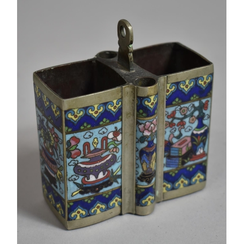 274 - A Chinese Cloisonne and White Metal Desk Top Inkwell having Two Ink Stores and Two Pen Holders. The ... 