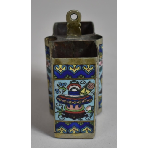 274 - A Chinese Cloisonne and White Metal Desk Top Inkwell having Two Ink Stores and Two Pen Holders. The ... 