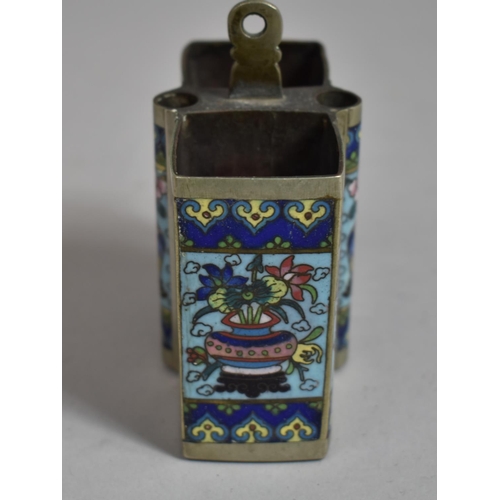 274 - A Chinese Cloisonne and White Metal Desk Top Inkwell having Two Ink Stores and Two Pen Holders. The ... 