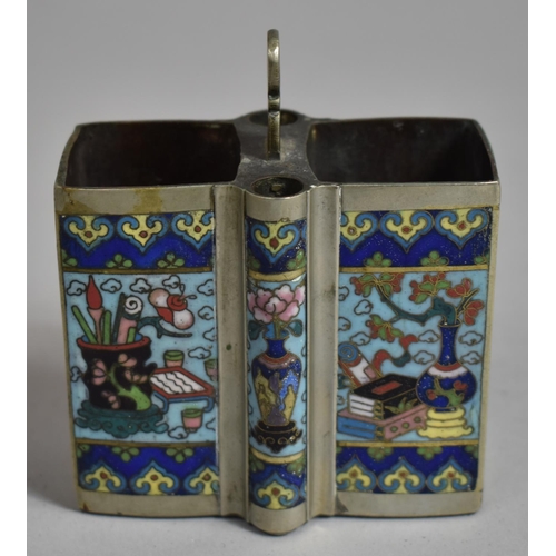 274 - A Chinese Cloisonne and White Metal Desk Top Inkwell having Two Ink Stores and Two Pen Holders. The ... 