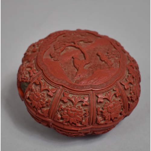 248 - A Chinese Cinnabar Lacquer Box and Cover, Decorated with Scholar Figure by Tree and Student, Conditi... 