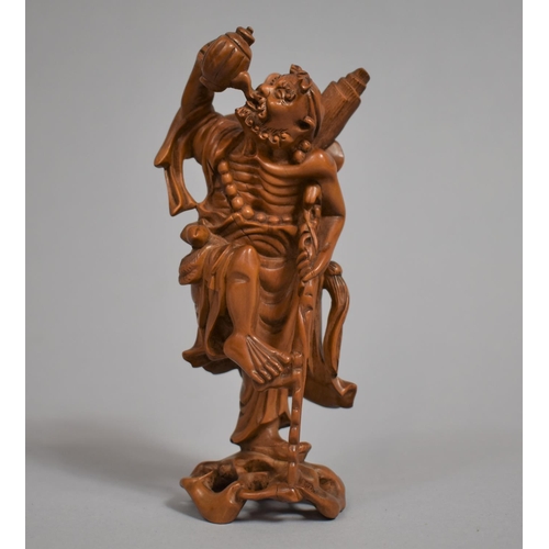 247 - A Carved Chinese Wooden Figure of Maiden Holding Pipa Lute in Shawl together with a Carved Wooden Fi... 