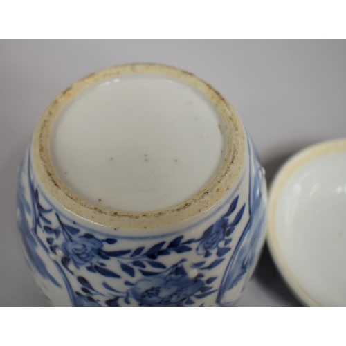 292 - An 18th/19th Century Oriental Blue and White Scribes Pot and Cover of Barrel Form decorated with Sch... 