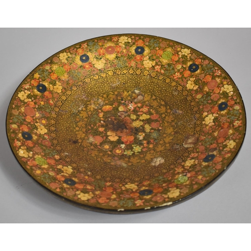 68 - A Large Kashmiri Lacquer Bowl in Usual Polychrome Enamels, Some Condition Issues