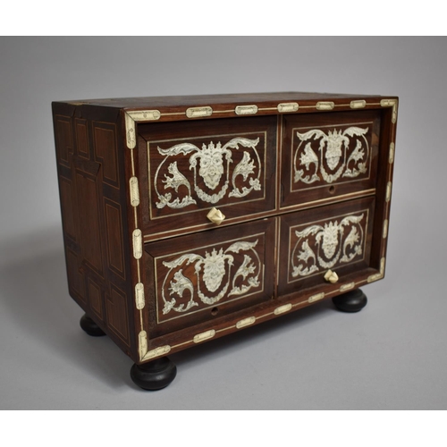 2 - A Late 17th/Early 18th Century North Italian Ivory and Penwork Inlaid Table Chest of Two Drawers in ... 