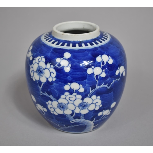 306 - A 19th Century Chinese Blue and White Ginger Jar, Double Concentric Mark to Base, 14cms High