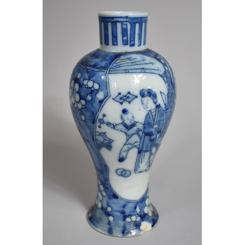 293 - A 19th Century Chinese Blue and White Baluster Vase Decorated with Figural Scene Cartouches Depictin... 