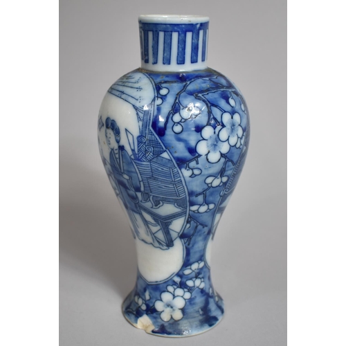 293 - A 19th Century Chinese Blue and White Baluster Vase Decorated with Figural Scene Cartouches Depictin... 