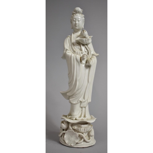 339 - A Chinese Blanc De Chine Figure of Standing Guanyin, Condition Issues to include Hand Glued Etc