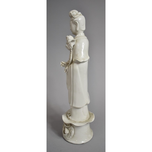 339 - A Chinese Blanc De Chine Figure of Standing Guanyin, Condition Issues to include Hand Glued Etc