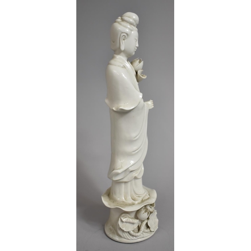 339 - A Chinese Blanc De Chine Figure of Standing Guanyin, Condition Issues to include Hand Glued Etc