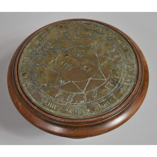 55 - A Mahogany and Brass Desk Top Sundial Tazza, 24cms Diameter