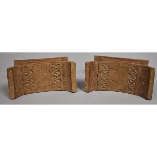 57 - Two African Carved Hardwood Miniature Headrests, Ashanti Tribe, Ghana. 14cms Wide