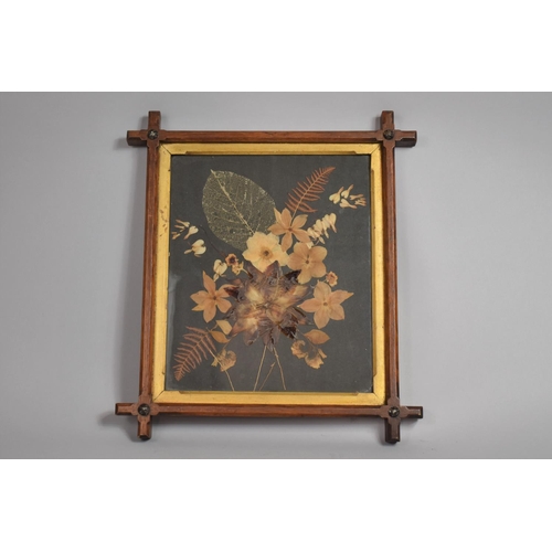 226 - A 19th Century Art Populaire Skeleton Leaf Picture in the Original Oak Frame. 41x43cms