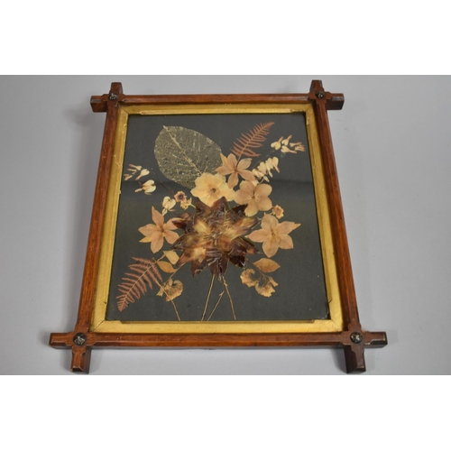 226 - A 19th Century Art Populaire Skeleton Leaf Picture in the Original Oak Frame. 41x43cms