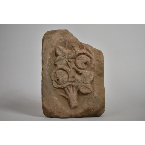 72 - An Ancient Sandstone Fragment Carved with a Tree Motif, Possibly Medieval, 20x30x9cms