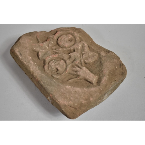 72 - An Ancient Sandstone Fragment Carved with a Tree Motif, Possibly Medieval, 20x30x9cms